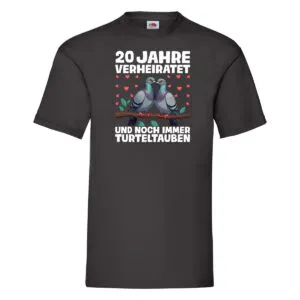 20 Jahre verheiratet | Turteltauben | Ehe | Ehepaar v2 T-Shirt Schwarz
