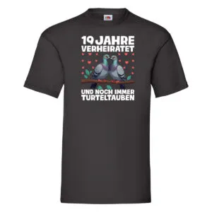 19 Jahre verheiratet | Turteltauben | Ehe | Ehepaar v2 T-Shirt Schwarz