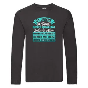 21 Jahre im Dienst | Jubiläum | Arbeit Long Sleeve Schwarz