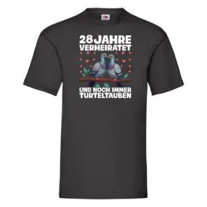 28 Jahre verheiratet | Turteltauben | Ehe | Ehepaar v2 T-Shirt Schwarz