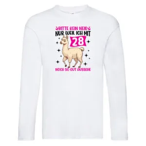 28. Geburtstag | 28 Jahre | Lama | gut aussehen Long Sleeve Weiß