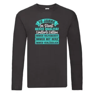16 Jahre im Dienst | Jubiläum | Arbeit Long Sleeve Schwarz