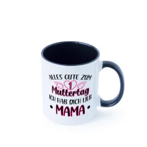 1. Muttertag, hab dich lieb, Mama | Herz | Flügel Farbige Tasse - Kaffeetasse / Geschenk / Familie