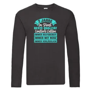 2 Jahre im Dienst | Jubiläum | Arbeit Long Sleeve Schwarz