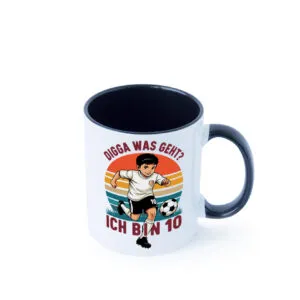 10 Geburtstag | 10 Jahre | Digga was geht ab | Fußball Farbige Tasse - Kaffeetasse / Geschenk / Familie