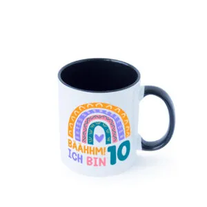 10. Geburtstag | 10 Jahre | Regenbogen | Bääm | Mädchen Farbige Tasse - Kaffeetasse / Geschenk / Familie