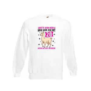 28. Geburtstag | 28 Jahre | Lama | gut aussehen Sweatshirt Weiß