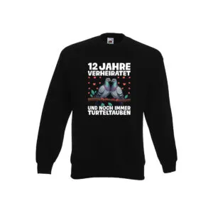 12 Jahre verheiratet | Turteltauben | Ehe | Ehepaar Sweatshirt Schwarz