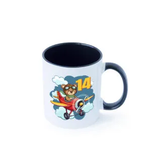 14. Geburtstag | 14 Jahre | Kinder Pilot | Flugzeug Farbige Tasse - Kaffeetasse / Geschenk / Familie