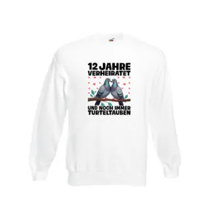 12 Jahre verheiratet | Turteltauben | Ehe | Ehepaar Sweatshirt Weiß
