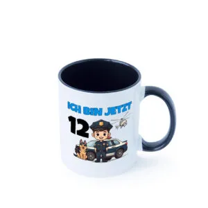 12. Geburtstag | 12 Jahre | Polizei Kind | Polizeiauto Farbige Tasse - Kaffeetasse / Geschenk / Familie