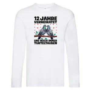 12 Jahre verheiratet | Turteltauben | Ehe | Ehepaar Long Sleeve Weiß