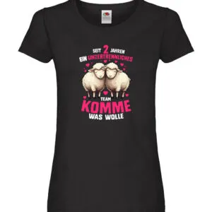 2 Jahre Verheiratet | 2 Jahre ein Team | Ehepaar Damen Shirt Schwarz