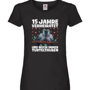 15 Jahre verheiratet | Turteltauben | Ehe | Ehepaar Damen Shirt Schwarz