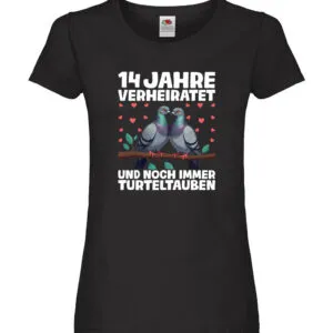 14 Jahre verheiratet | Turteltauben | Ehe | Ehepaar Damen Shirt Schwarz