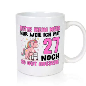 27. Geburtstag | 27 Jahre | Mit 27 noch so gut aussehen v2 - Tasse Weiss - Kaffeetasse / Geschenk / Familie