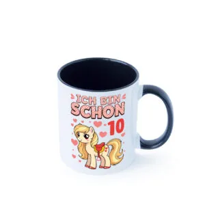 10. Geburtstag | 10 Jahre | Mädchen | Reiten | Pony Farbige Tasse - Kaffeetasse / Geschenk / Familie