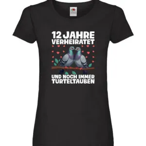 12 Jahre verheiratet | Turteltauben | Ehe | Ehepaar Damen Shirt Schwarz