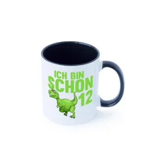 12. Geburtstag | 12 Jahre | Dino | Dinosaurier Farbige Tasse - Kaffeetasse / Geschenk / Familie