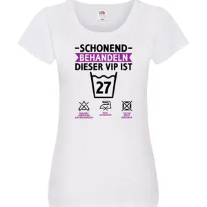 27 Geburtstag | schonend behandeln | 27 Jahre v2 Damen Shirt Weiß