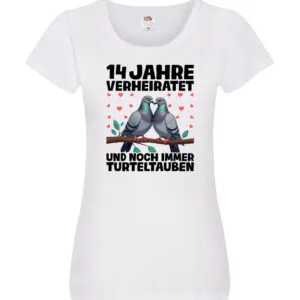 14 Jahre verheiratet | Turteltauben | Ehe | Ehepaar Damen Shirt Weiß
