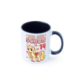 14. Geburtstag | 14 Jahre | Mädchen | Reiten | Pony Farbige Tasse - Kaffeetasse / Geschenk / Familie