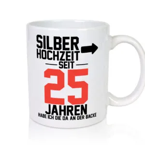 25. Hochzeitstag | Ehemann | Silberhochzeit v2 - Tasse Weiss - Kaffeetasse / Geschenk / Familie