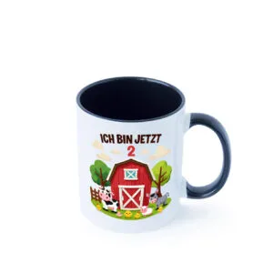 2. Geburtstag | 2 Jahre | Bauernhof und Tiere Farbige Tasse - Kaffeetasse / Geschenk / Familie