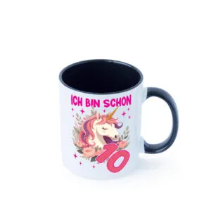 10. Geburtstag | 10 Jahre | Einhorn | Mädchen Farbige Tasse - Kaffeetasse / Geschenk / Familie