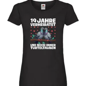 19 Jahre verheiratet | Turteltauben | Ehe | Ehepaar v2 Damen Shirt Schwarz