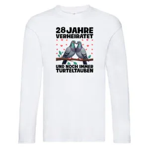 28 Jahre verheiratet | Turteltauben | Ehe | Ehepaar Long Sleeve Weiß