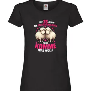 25 Jahre Verheiratet | 25 Jahre ein Team | Ehepaar Damen Shirt Schwarz
