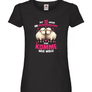 12 Jahre Verheiratet | 12 Jahre ein Team | Ehepaar Damen Shirt Schwarz