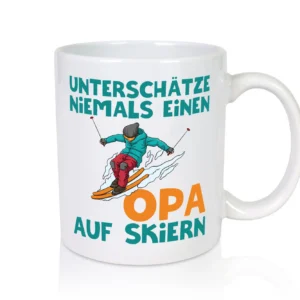 Unterschätze keinen Opa auf Skiern | Skifahrer | Schnee - Tasse Weiß - Kaffeetasse / Geschenk / Familie
