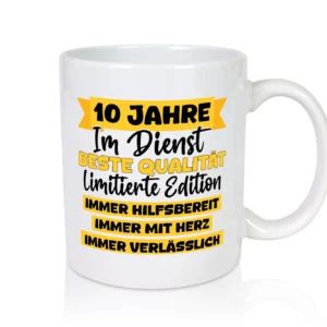 10 Jahre im Dienst | Jubiläum | Arbeit v8 - Tasse Weiß - Kaffeetasse / Geschenk / Familie