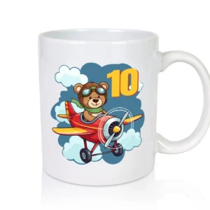 10. Geburtstag | 10 Jahre | Kinder Pilot | Flugzeug - Tasse Weiß - Kaffeetasse / Geschenk / Familie