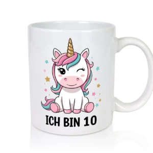 10. Geburtstag | 10 Jahre | Einhorn | Mädchen v2 - Tasse Weiß - Kaffeetasse / Geschenk / Familie