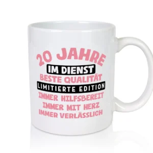 20 Jahre im Dienst | Jubiläum | Arbeit v11 - Tasse Weiß - Kaffeetasse / Geschenk / Familie