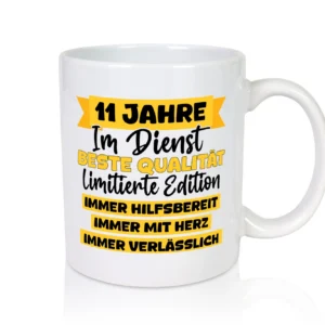 11 Jahre im Dienst | Jubiläum | Arbeit v8 - Tasse Weiß - Kaffeetasse / Geschenk / Familie