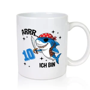 10. Geburtstag | 10 Jahre Arr Pirat | Hai | Piraten - Tasse Weiß - Kaffeetasse / Geschenk / Familie