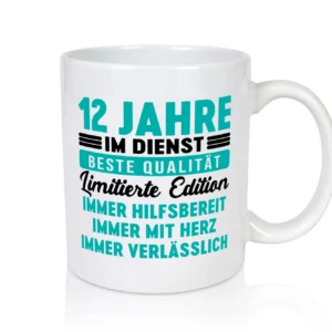 12 Jahre im Dienst | Jubiläum | Arbeit v5 - Tasse Weiß - Kaffeetasse / Geschenk / Familie