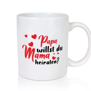 Papa, Mama, heiraten | Herzen - Tasse Weiß - Kaffeetasse / Geschenk / Familie