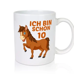 10. Geburtstag | Ich bin schon 10 | Pferde | Pony - Tasse Weiß - Kaffeetasse / Geschenk / Familie