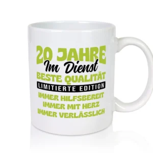 20 Jahre im Dienst | Jubiläum | Arbeit v4 - Tasse Weiß - Kaffeetasse / Geschenk / Familie