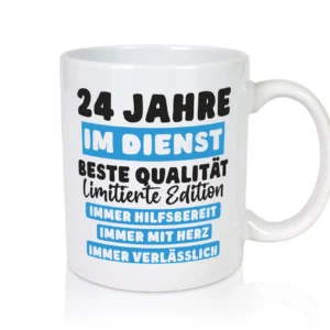 24 Jahre im Dienst | Jubiläum | Arbeit v6 - Tasse Weiß - Kaffeetasse / Geschenk / Familie