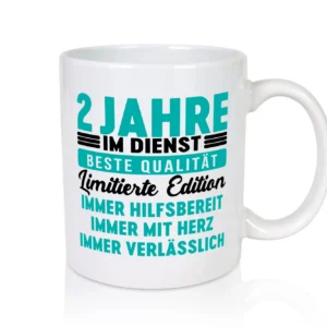 2 Jahre im Dienst | Jubiläum | Arbeit v5 - Tasse Weiß - Kaffeetasse / Geschenk / Familie