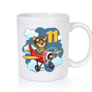11. Geburtstag | 11 Jahre | Kinder Pilot | Flugzeug - Tasse Weiß - Kaffeetasse / Geschenk / Familie