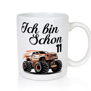 11. Geburtstag | Monster truck | 11 Jahre - Tasse Weiß - Kaffeetasse / Geschenk / Familie
