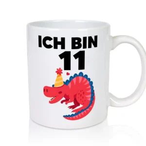 11. Geburtstag | Dino | Dinosaurier | 11 Jahre - Tasse Weiß - Kaffeetasse / Geschenk / Familie