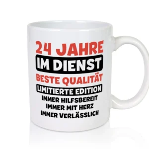 24 Jahre im Dienst | Jubiläum | Arbeit v3 - Tasse Weiß - Kaffeetasse / Geschenk / Familie